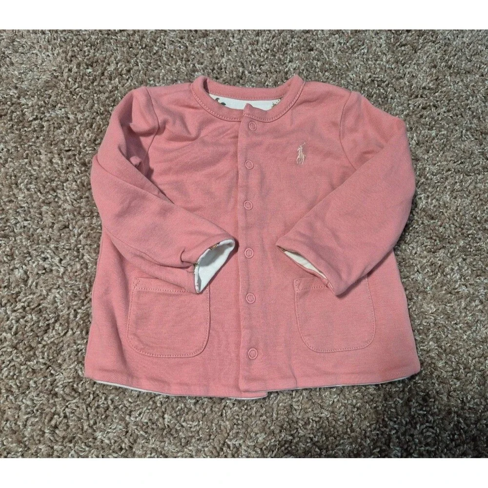 Ralph lauren baby girl reversible cardigan size 6-9 months